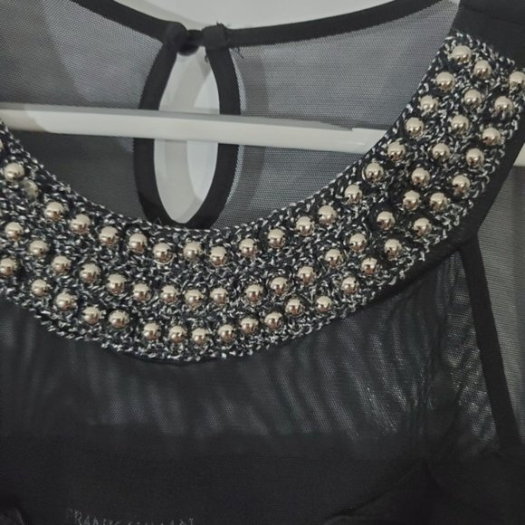 FRANK LYMAN Metallic Beaded Ring Neck Sweetheart Chiffon Tiered Dress- S… - Picture 12 of 15